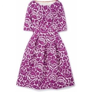 Boden Textured Floral Lindsey Ponte Box Pleat Purple Dress Size 10 Petite